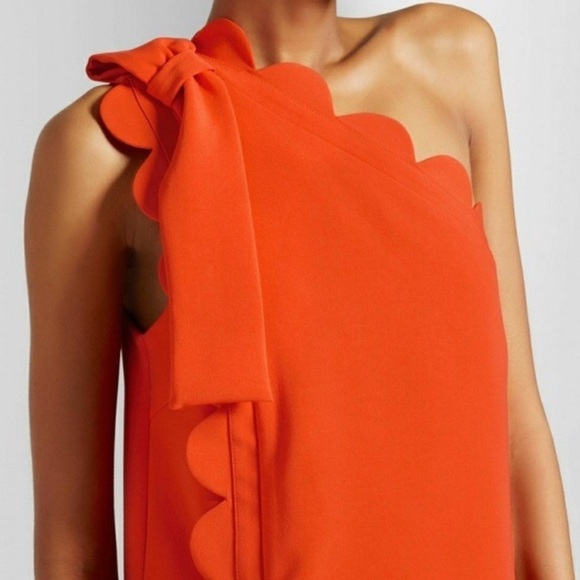 Orange One Shoulder Scallop Victoria Beckham X Target Calla Lily Ruffle Dress XS - Picture 2 of 16